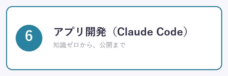 ⑥アプリ開発（Claude Code）