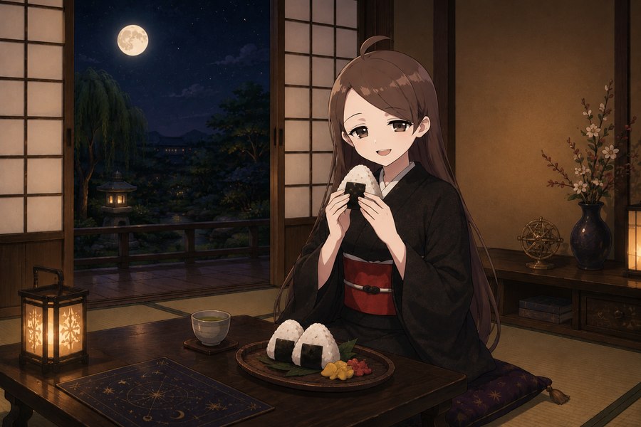 夜食を楽しむ宵乃こよみ